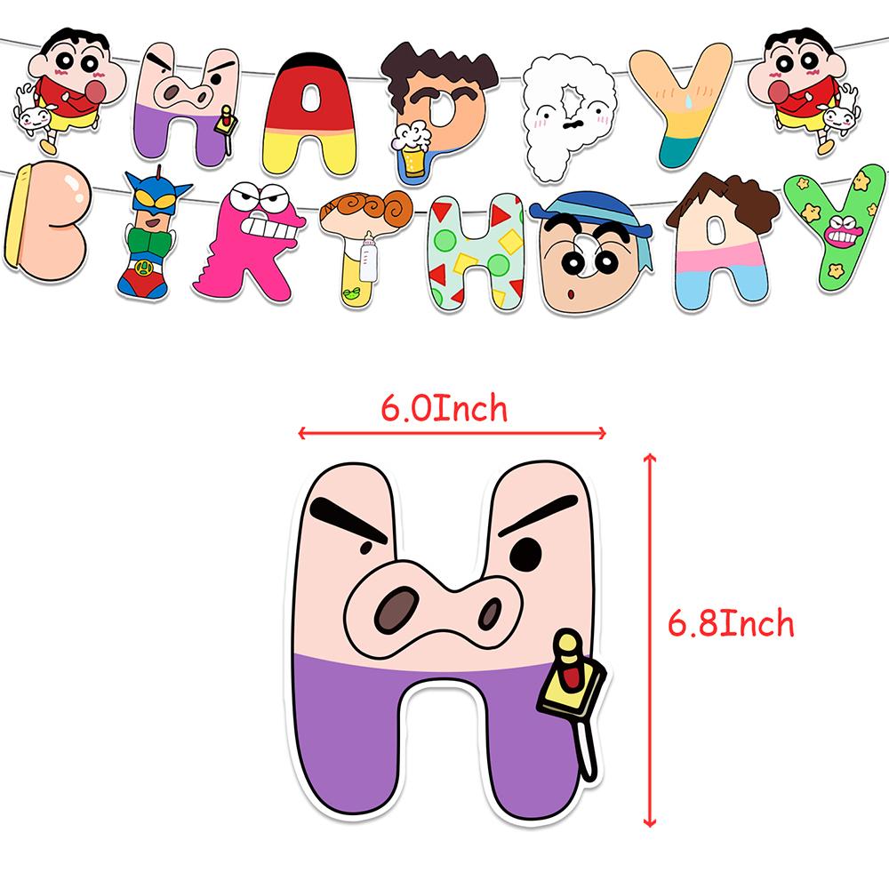 34 шт. принадлежностей для вечеринки «Крейян Син-чан», включая баннер, топперы для торта, воздушные шары