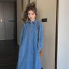 2024 French-Style Slim Denim Dress: Women's Retro Long-Sleeve Tea Break Skirt for Spring and Autumn