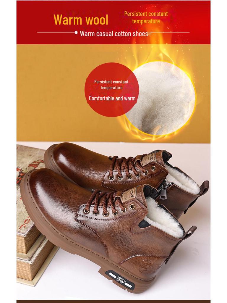 Мужские высокие ботинки Martin в стиле ретро из натуральной кожи с толстой хлопковой подкладкой