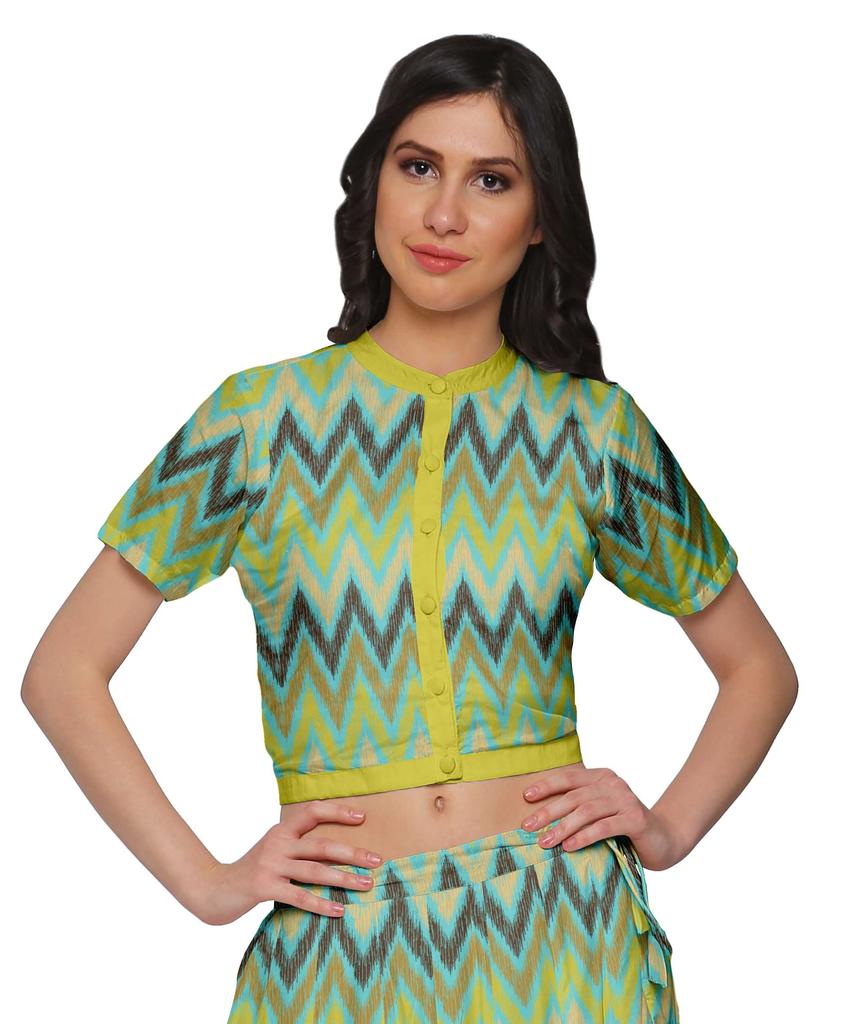 Moomaya Printed Indian Crop Top Skirt Sets Chanderi Women Ethnic Wear Plus