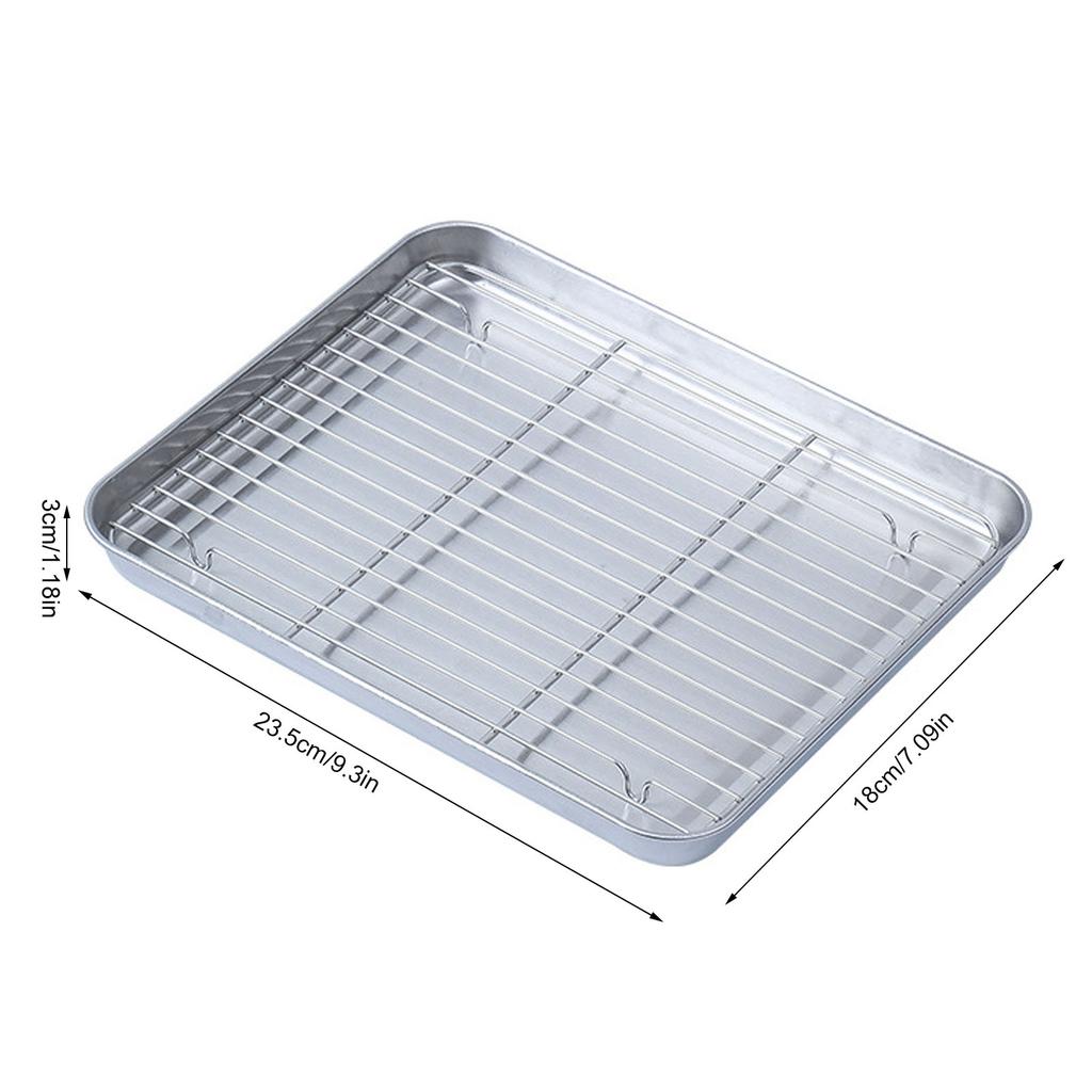 1PC Tray Thickened Rustproof Stainless Steel Multipurpose Draining Baking Grill Sheet Easy Clean Safe with Mesh Rack for Kitchen