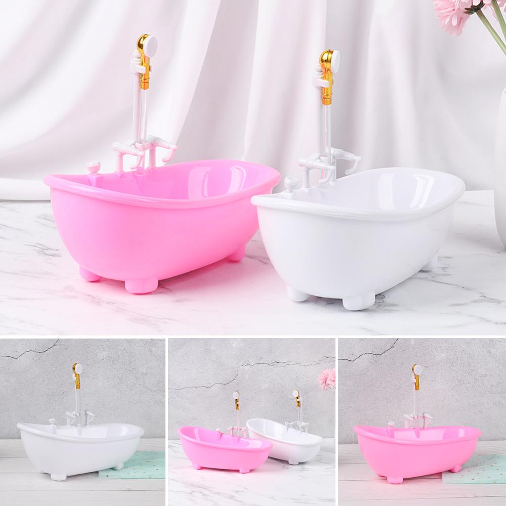 Игрушки для купания детей Мини-ванная 1:6 масштабов, миниатюрные пластиковые ванны, аксессуары для кукол с электрической ванной