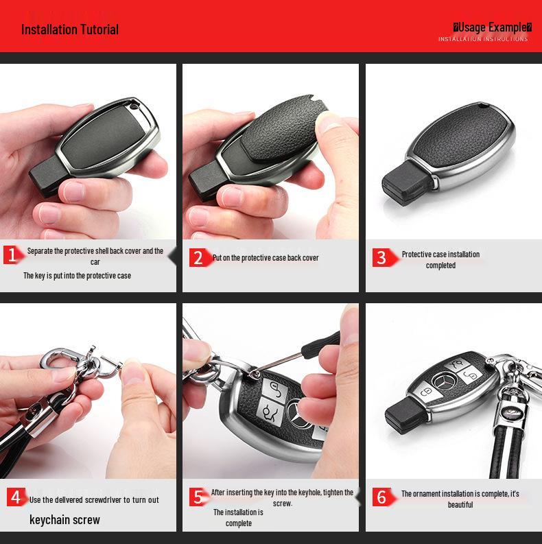 Крышка-чехол из ТПУ для ключа автомобиля Mercedes-Benz для CLA200, GLC260, C260L, GLA, C300 - Гальваническое покрытие с пряжкой (Женский дизайн)