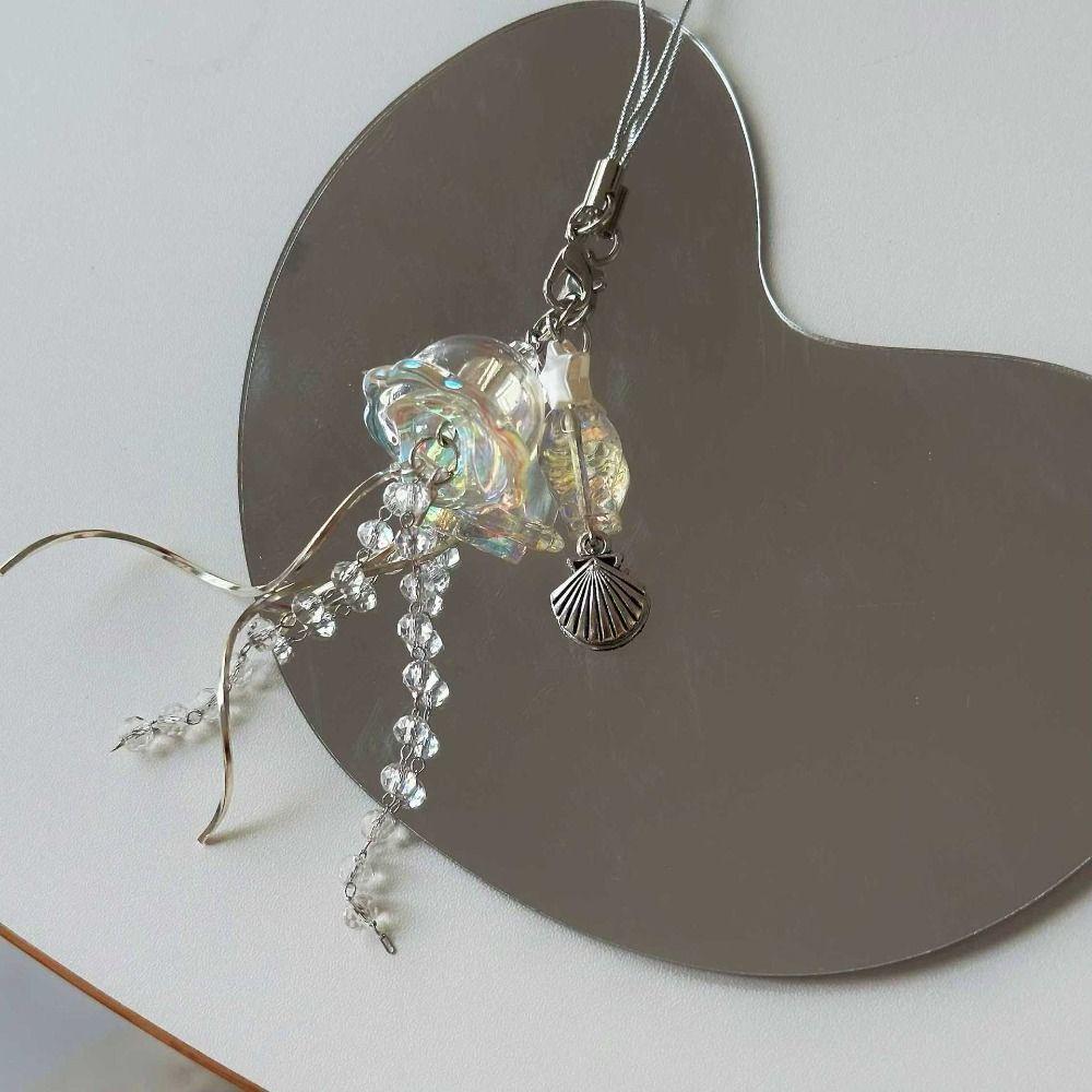 Ocean Theme Beaded Phone Lanyard Star Sea Shell Jellyfish Phone Charm Schoolbag