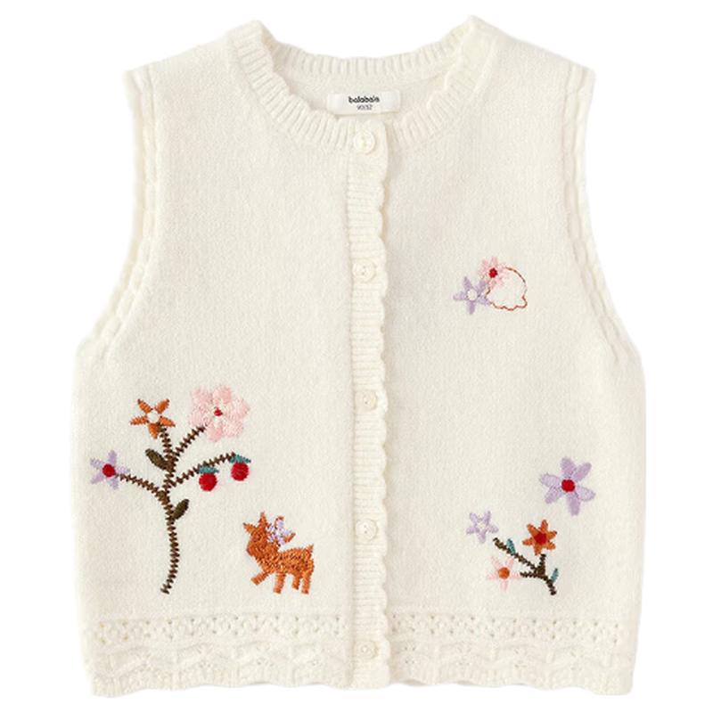 Balabala Girls' Embroidered Knitted Vest Sweater