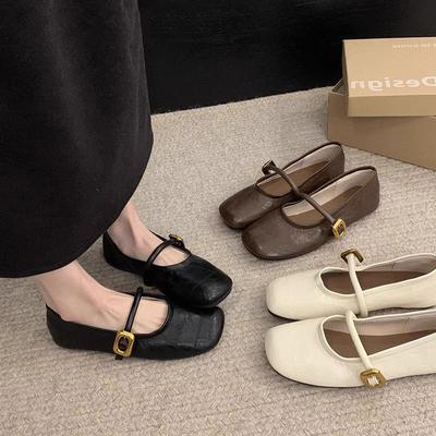 Женские туфли Мэри Джейн на мягкой кожаной подошве, маленькие кожаные туфли, весенне-летние новые универсальные туфли на ремешке, женские туфли на плоской подошве