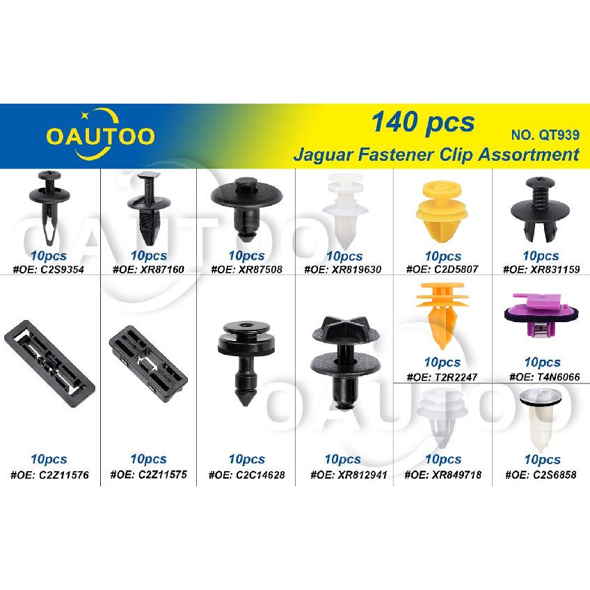 140pcs for Jaguar Body Interior and Exterior Retainer Fastener Clip Assortment XE XF XJ XK Bumper Cover Grille Fender Liner Retainer Kit Door