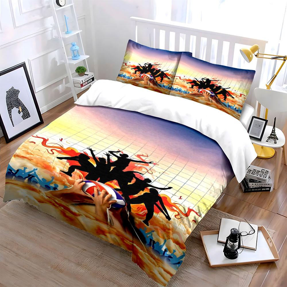 Silhouettes, volleyball, cheering crowd. Bedding sets Duvet cover sets Duvet covers Pillowcases(1 * Duvet Cover 2 * Pillowcases without duvet insert)