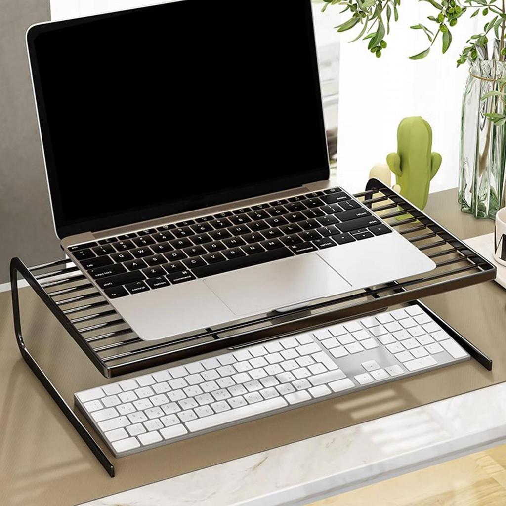 Металлическая сетчатая подставка для монитора, полка для ноутбука, устойчивая, расширяет пространство, деревянный настольный ящик для хранения для