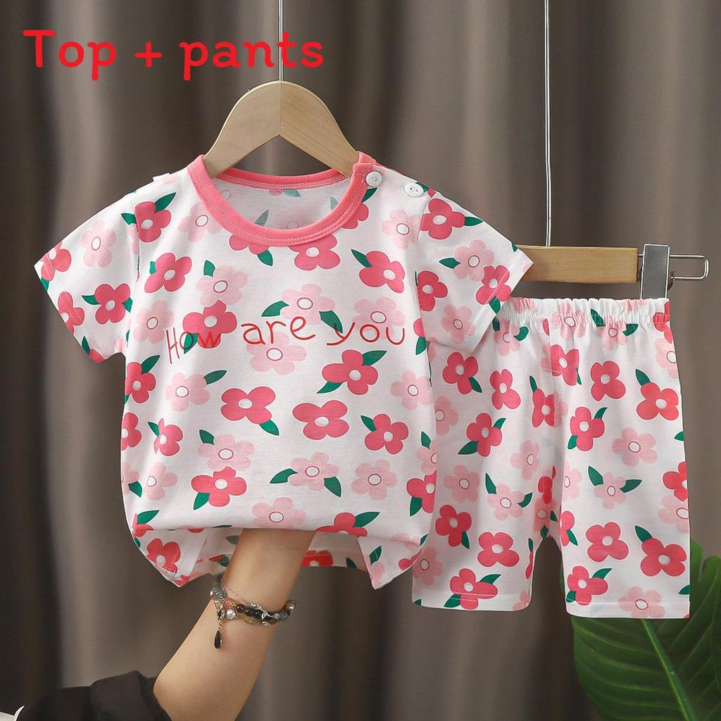 Baby Cotton T Shirt And Shorts Set With Animal Prints For Summer Toddler Wear