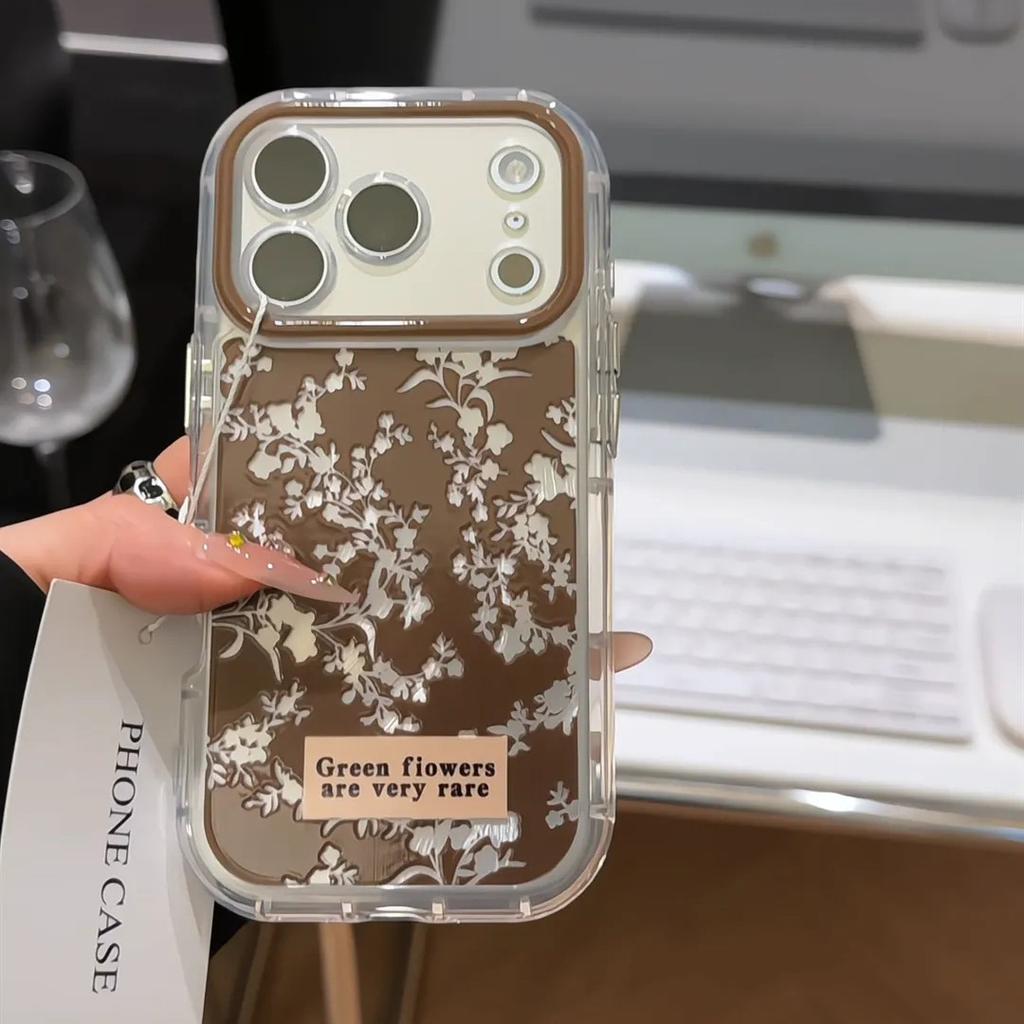 Retro hollow leaves are suitable for Apple 17promax puff feather yarn mobile phone case IP16 fine holes 15 anti-drop 14 women