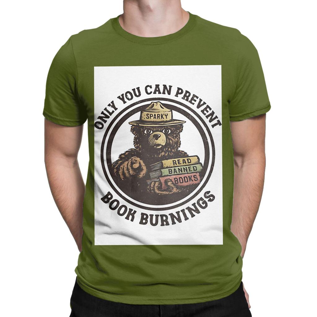 You Can Prevent Book Burnings Funny Graphic 100 Cotton Tshirt Smokey Bbear Tops Tees For Unisex