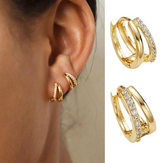 1 пара женских полированных гладких круглых серег Huggie со стразами C-образной формы, гальванические украшения для ушей, ювелирные изделия
