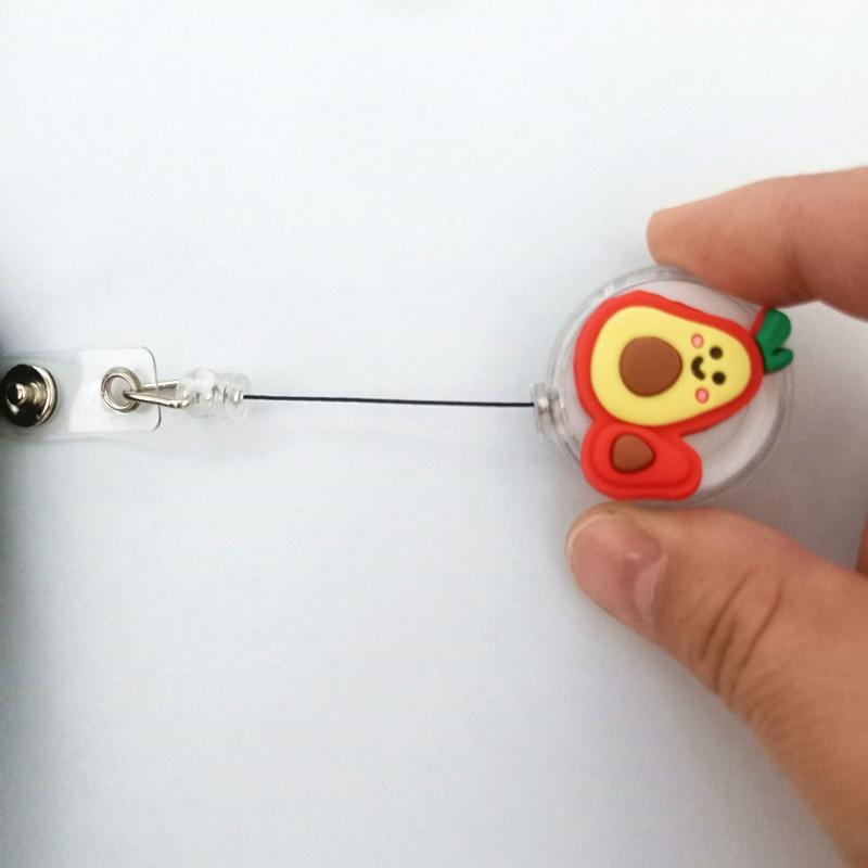 1 шт., милые силиконовые фрукты, авокадо, клубника, выдвижная катушка для значка, ID ремешок, имя, бирка, держатель для значка, катушки