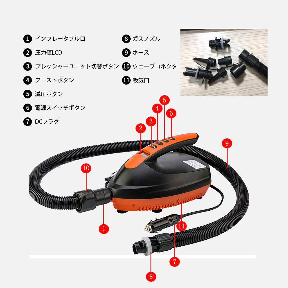 Электрический воздушный насос 12 В Электрический надуватель для надувных Легко оснащен автоматической остановкой Для воздуха Воздух Воздух Воздух SUP, Работа, Функция, Кровать, Диван,