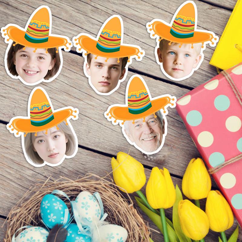 20 шт. Гавайская шляпа Персонализированная наклейка с этикеткой для лица На заказ Летний пляж Индивидуальные наклейки на день рождения, свадьбу Принадлежности для вечеринки