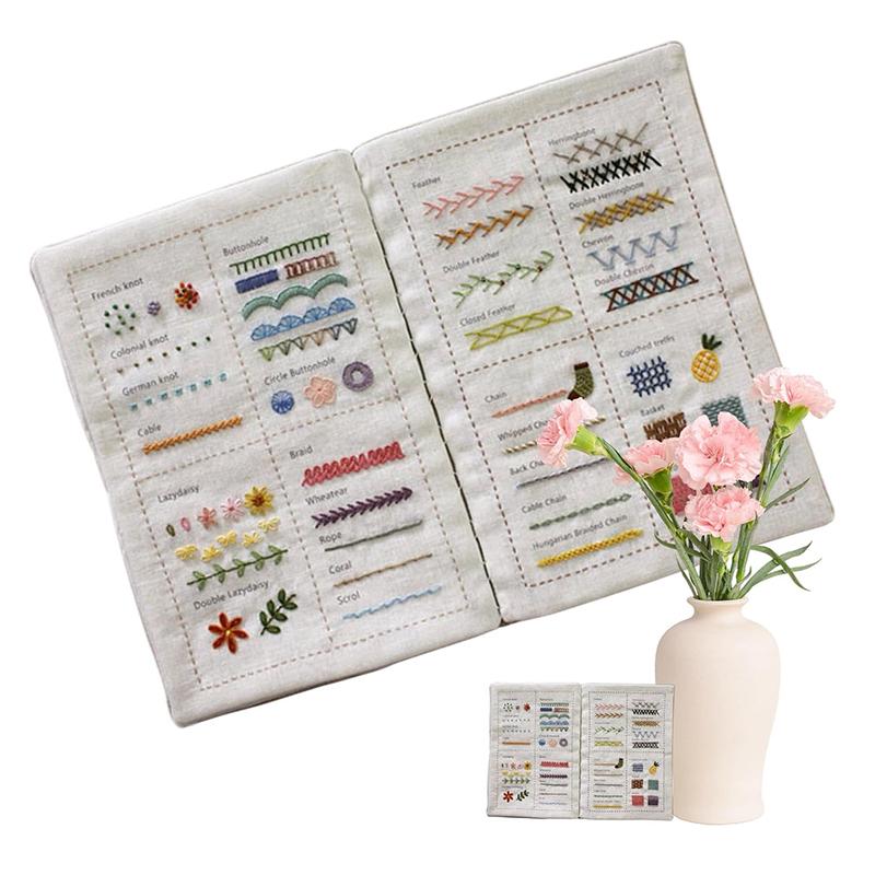 Enthusiasts & Beginners Embroidery Instructions Book for DIY Sewing Kit, Creative Embroidery Stitches Book, Family Stitching Loose-Leaf Book