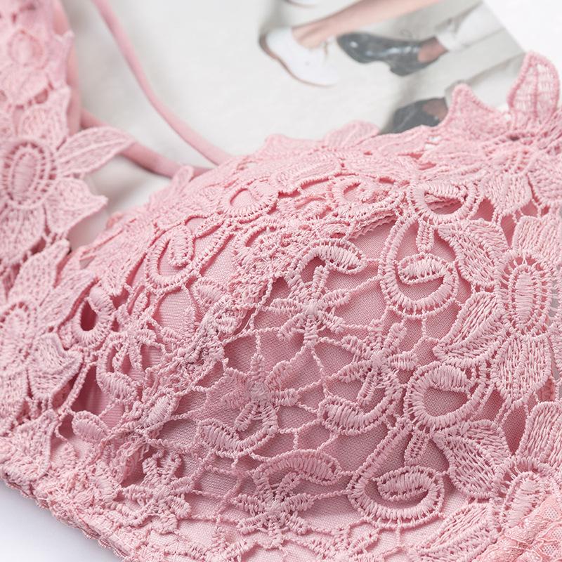 Women's Sexy Crisscross Backless Adjustable Thin Seamless Wireless Bra Triangle Cup Teen Girl Push Up for Small Bust