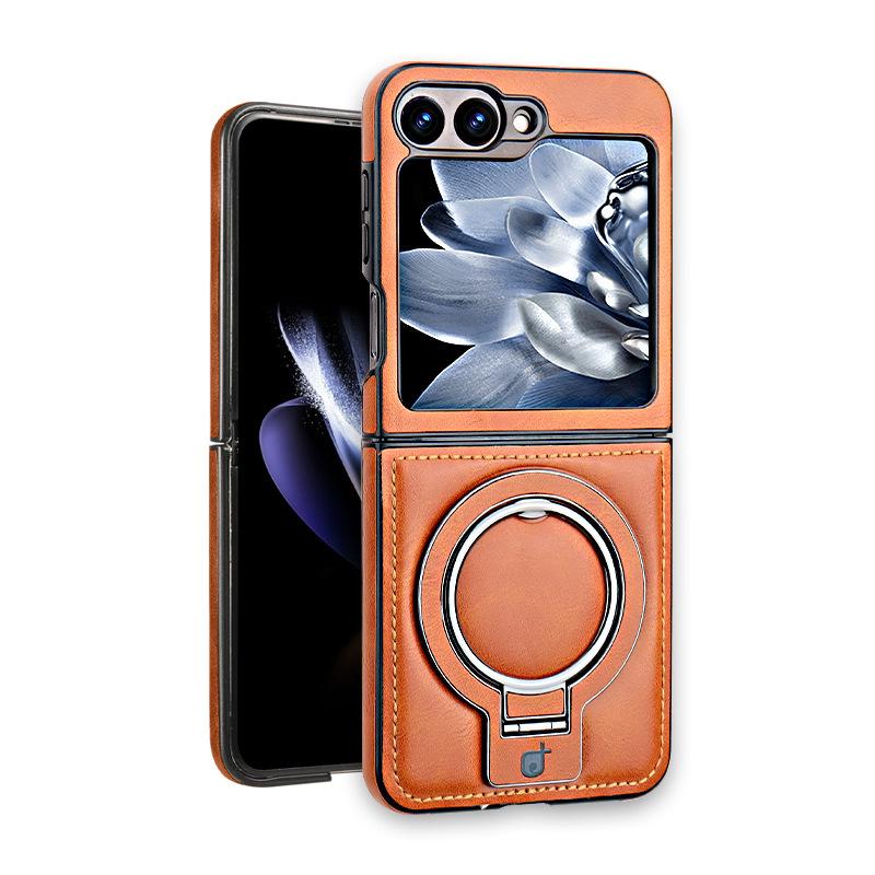 Magnetic Leather Case & Racket Holder for Samsung Galaxy Z Flip6/Flip5