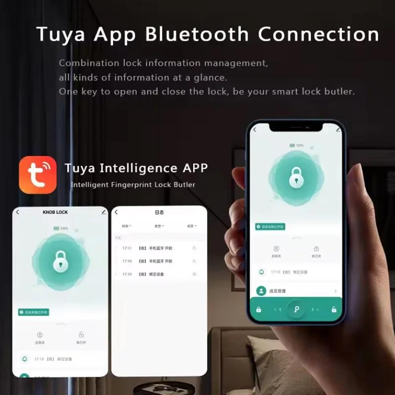 Tuya Smart Fingerprint Door Lock Bluetooth Wireless Password Unlock Keyless Entry Door Lock Home Security Remote Electronic Lock