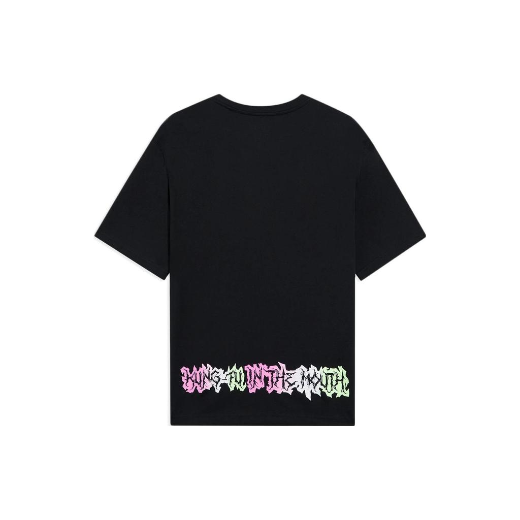 Li-Ning Повседневная однотонная футболка с буквенным принтом и круглым вырезом, с коротким рукавом, мужские топы, черный AHSS391-2