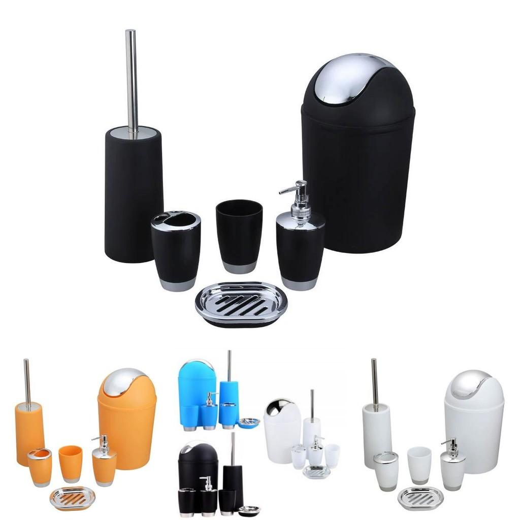 Аксессуары для ванной комнаты Набор из шести предметов из пластика для ванной комнаты с подставкой для зубных щеток и местом для хранения для подарка и офиса