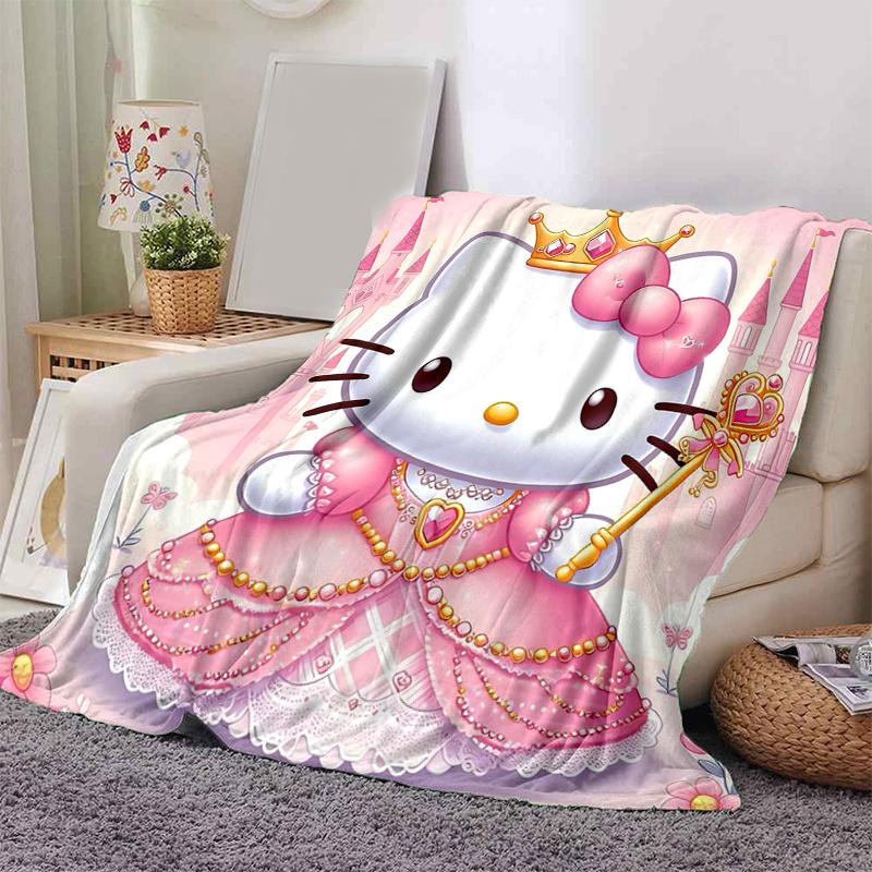 1 шт. Плед Hello Kitty в виде принцессы, Сезонный декоративный плед для дома, Мягкое теплое постельное белье, Идея подарка для семьи и друзей, Гостиная, Путешествия
