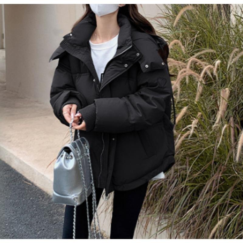 Women S Short Loose Cotton Padded Jacket Winter Casual Style For Students
