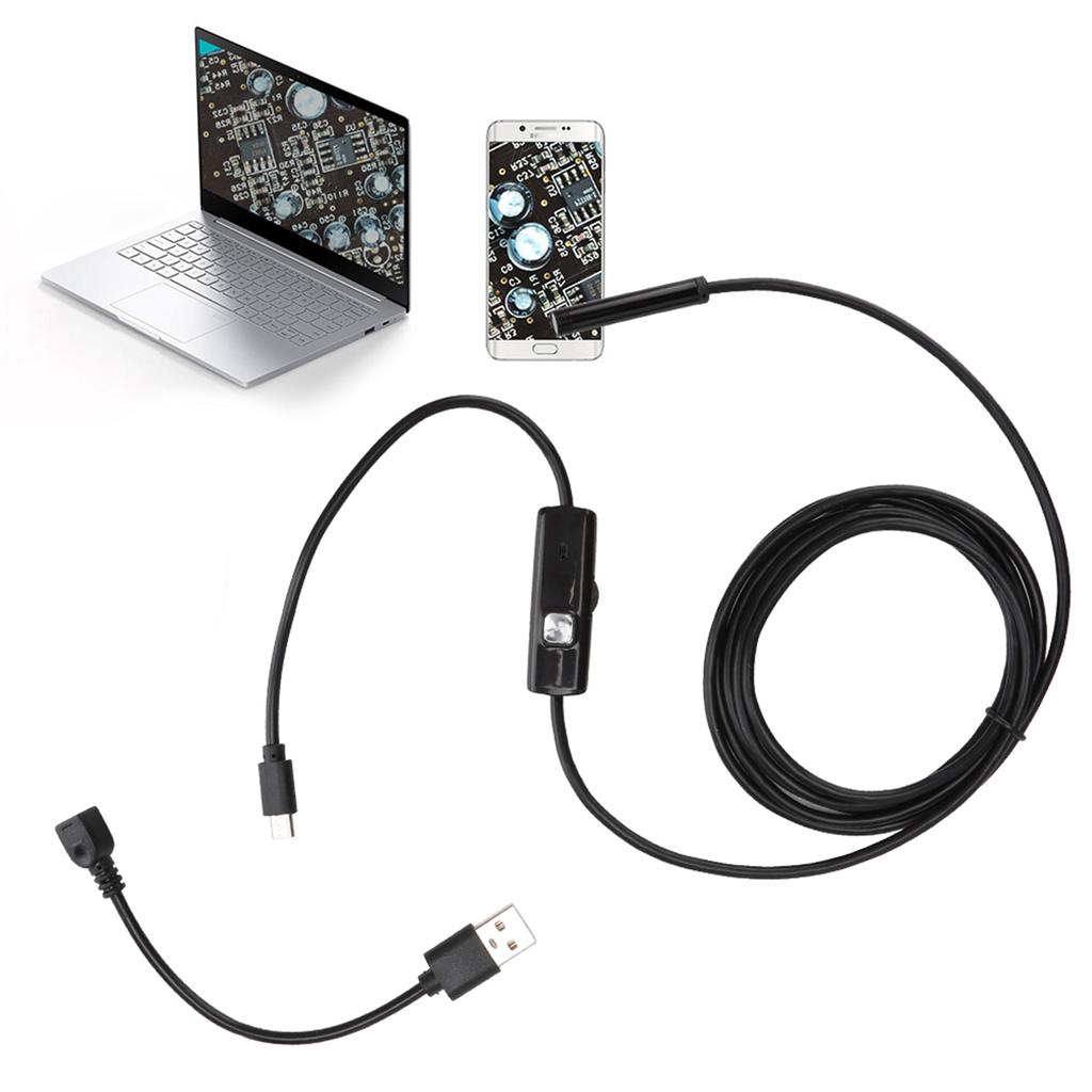 2-в-1 HD IP67 Водонепроницаемый 7мм Мобильный Эндоскоп для Android Windows с 2-метровым USB-кабелем