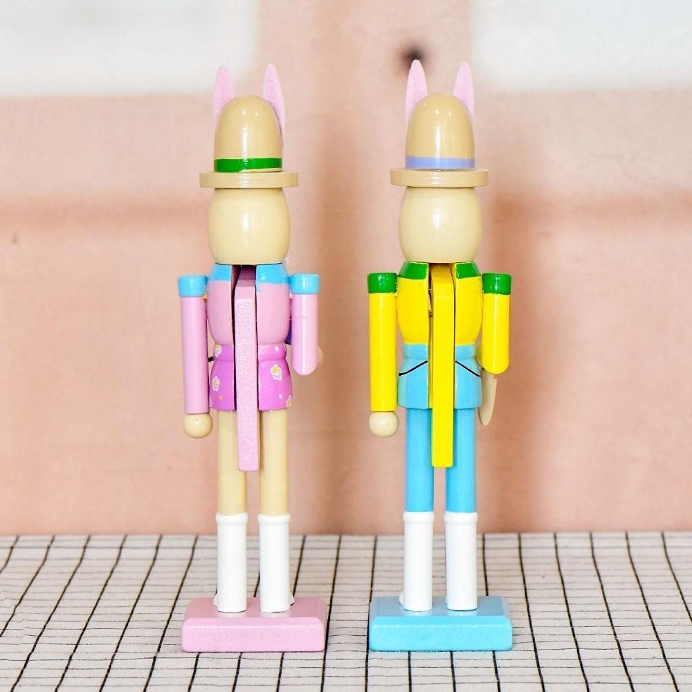 Детский подарок Милый пасхальный кролик Щелкунчик Гладкая ручная работа Деревянная статуэтка кролика Реалистичные фигурки кролика-щелкунчика Реквизит для вечеринки