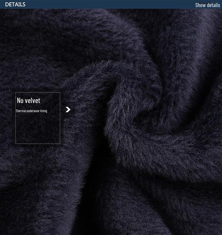 Men's Solid Color Slim Double-Layer Thickened Velvet Warm Pants for Autumn and Winter