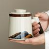 Japanese Household Ceramic Teacup Portable Travel Tea Set Kung Fu Tea Water Separation Office Mugs Large Capacity Filter Tea Cup
