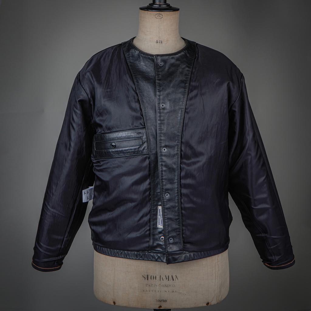 Diafvine Dv.Lot 716 Collarless Leather Jacket -Washed-