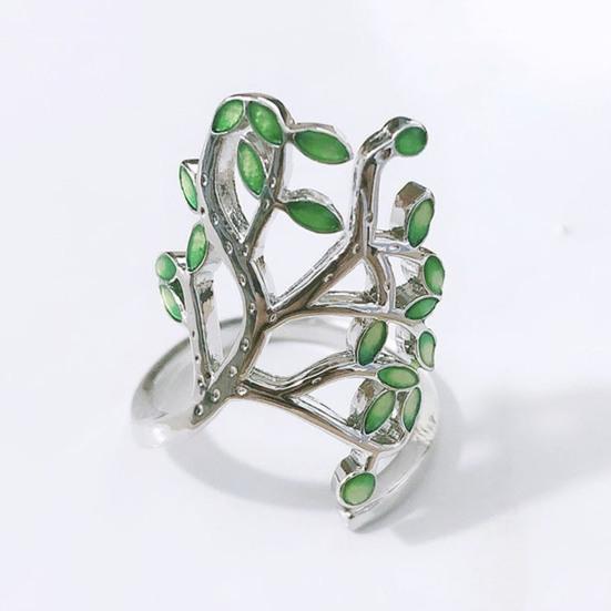 Унисекс Кольцо Открытие Регулируемое Медь Зеленые Ветви Листья Кольцо Ювелирные Аксессуары