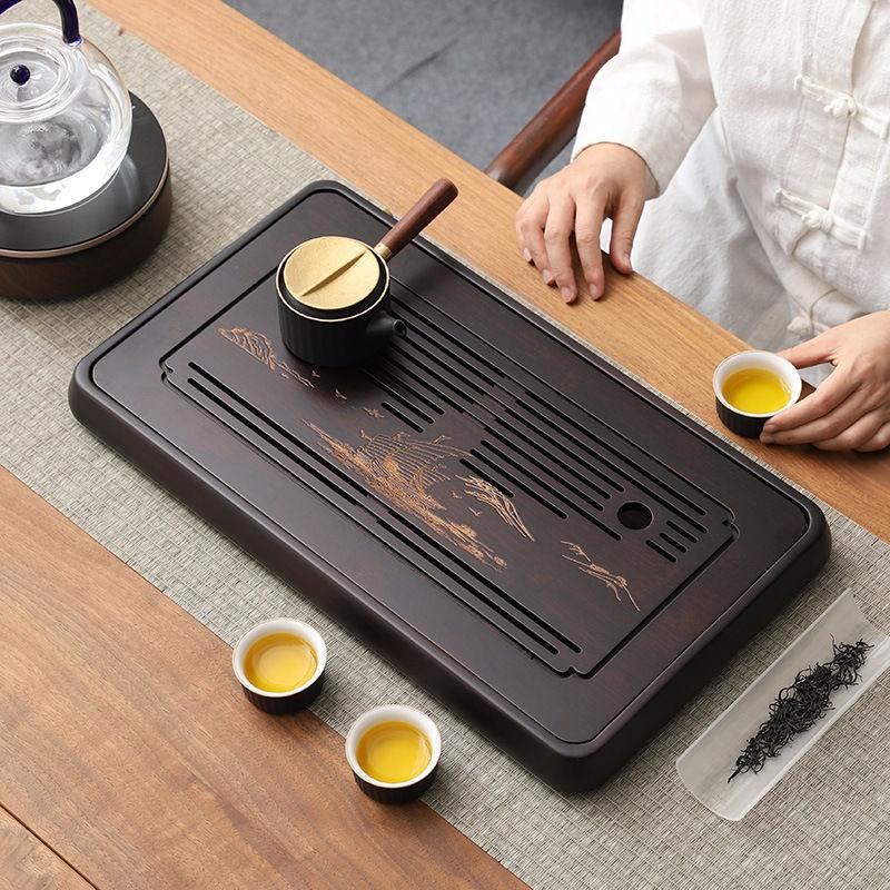 GIANXI Chinese Tea Ceremony Bamboo Tea Tray Tea Table Dry Brew Tea Table Decoration Storage Tray Coffee Tea Set Tea Sea Drainage