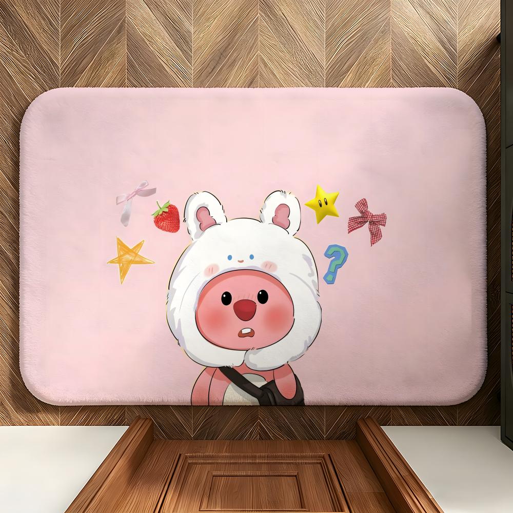Character L-Loopy Floor Mat Soft Flannel Entrance Door Mat Non Slip Absorbent Bathroom Bedroom Floor Rug