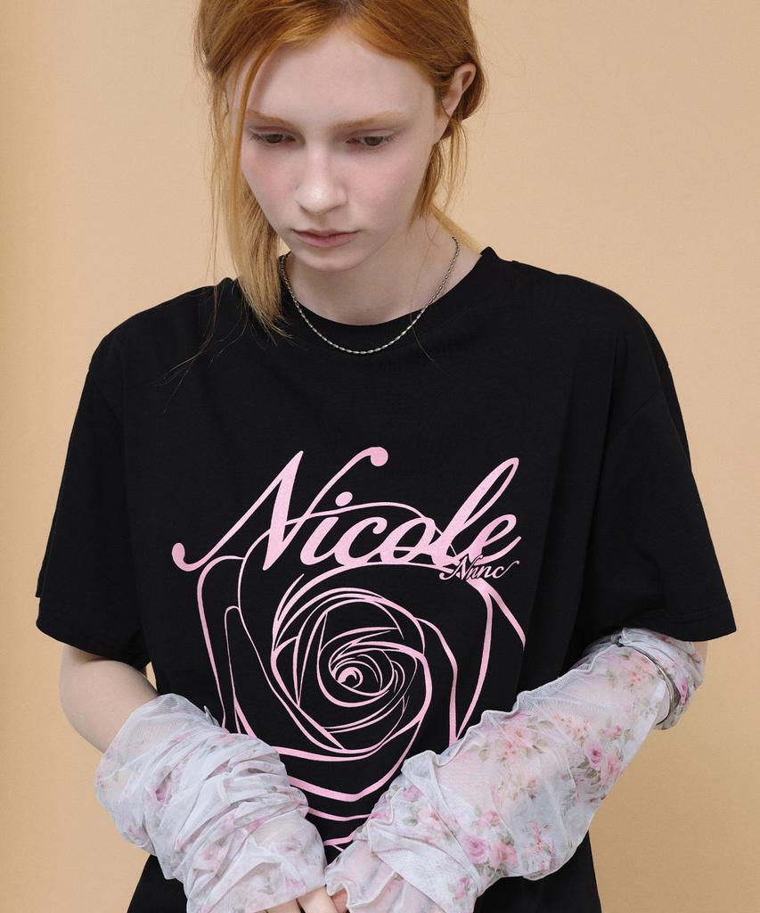 Nigaennikol Nicole Rose Топ с рукавами_Черный Розовый