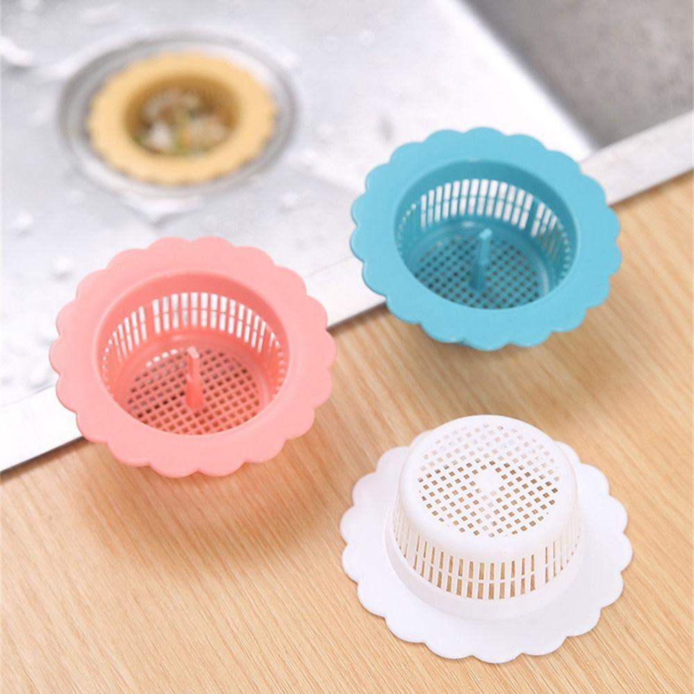 Cylindrical Handle Hole Filter Flower Shape Floor Filter Durable Sink Drain Strainer  Bathroom