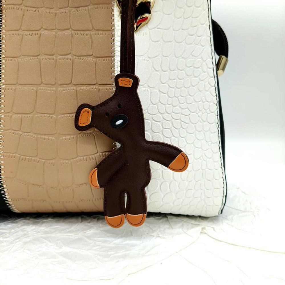 Подвеска-брелок для сумки в виде медведя из ПУ-кожи, мультяшный шарм для сумки, милая подвеска-кукла для телефона, украшения для сумки