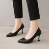 Туфли-лодочки из мягкой искусственной кожи на тонком каблуке, женские модные туфли на высоком каблуке с металлическим острым носком, женские новые офисные повседневные туфли