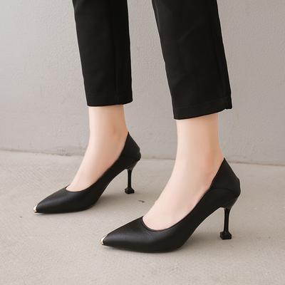 Туфли-лодочки из мягкой искусственной кожи на тонком каблуке, женские модные туфли на высоком каблуке с металлическим острым носком, женские новые офисные повседневные туфли