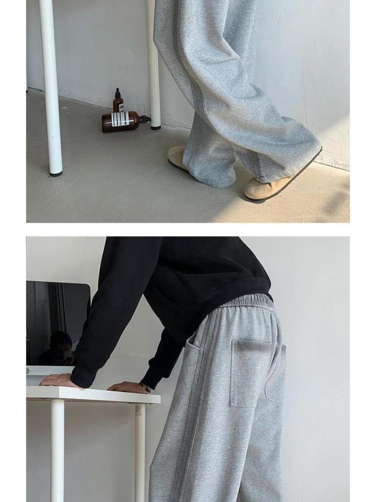 Серые брюки-шаровары унисекс, повседневные, свободные, прямые, с широкими штанинами, для весны и осени