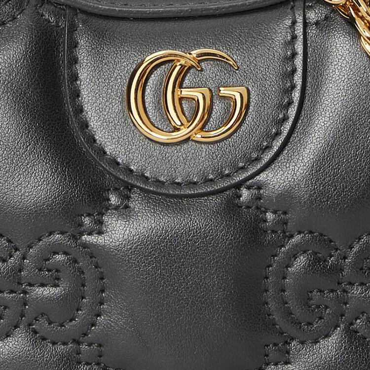Gucci GG Matelassé Золотой Логотип Цепь Холщовый Рюкзак Кожаная Сумка на Плечо Женская Сумка на Плечо Черный 739736-UM8IG-1000