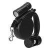 3 In 1 Black Plastic Portable Pet Automatic Retractable Traction Leash Rope with LED Light Garbage Bag for Dogs Cats
