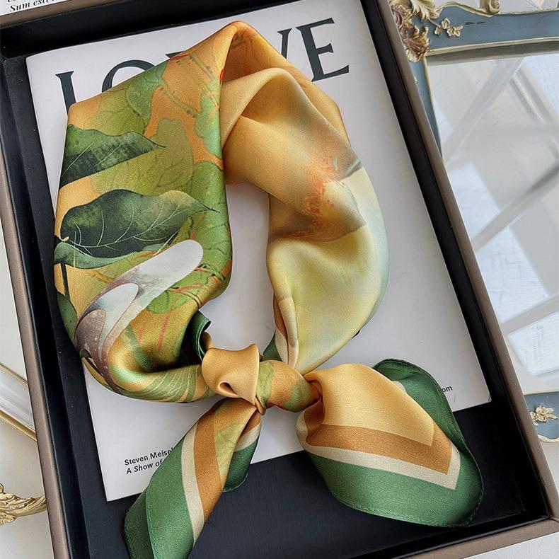 Hangzhou Silk Mulberry Silk Scarf Female Lotus Silk Scarf Female Versatile Mulberry Silk Square Scarf Decorative Scarf Shawl