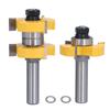 2Pcs Tongue Groove Router Bit T Shape 3 Teeth 2 Bearing Woodworking Milling Cutter 12in Shank