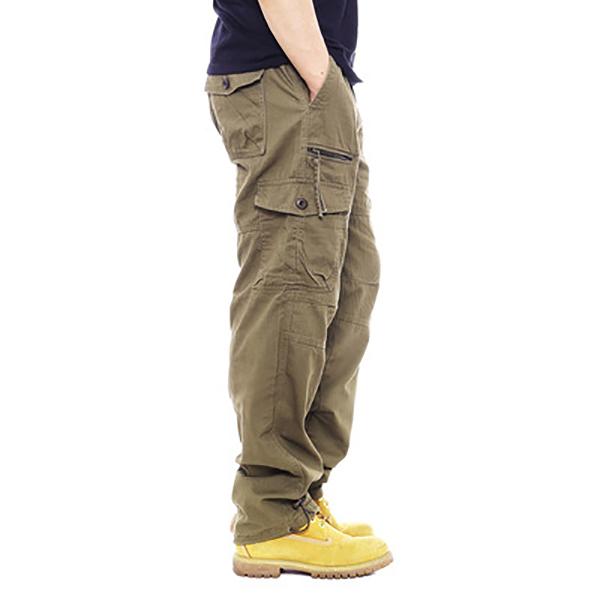 Cotton Overalls Men's Casual Pants Elastic Waist Large Size Multi-pocket Loose Trousers Construction Site Pants