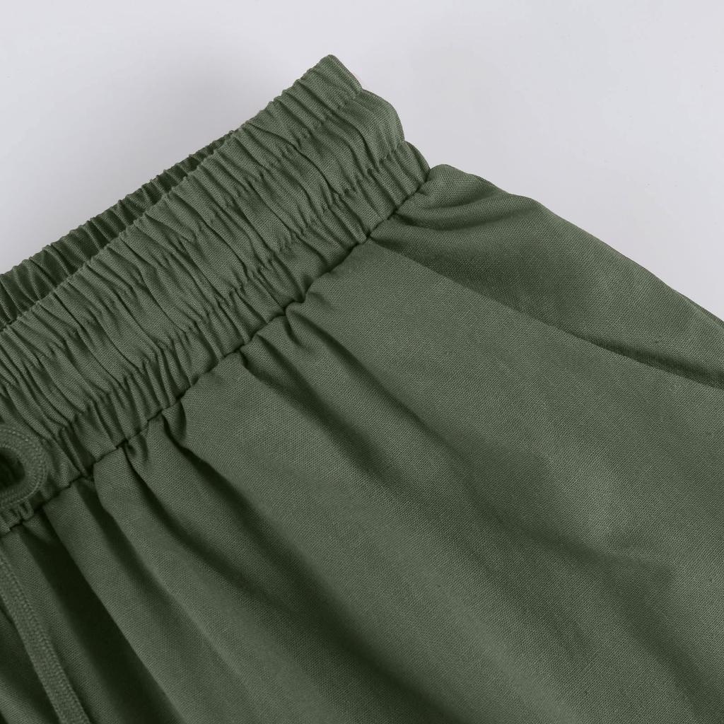 Женские повседневные брюки с эластичным шнурком и карманами, повседневные брюки с пятью брюками на шнуровке