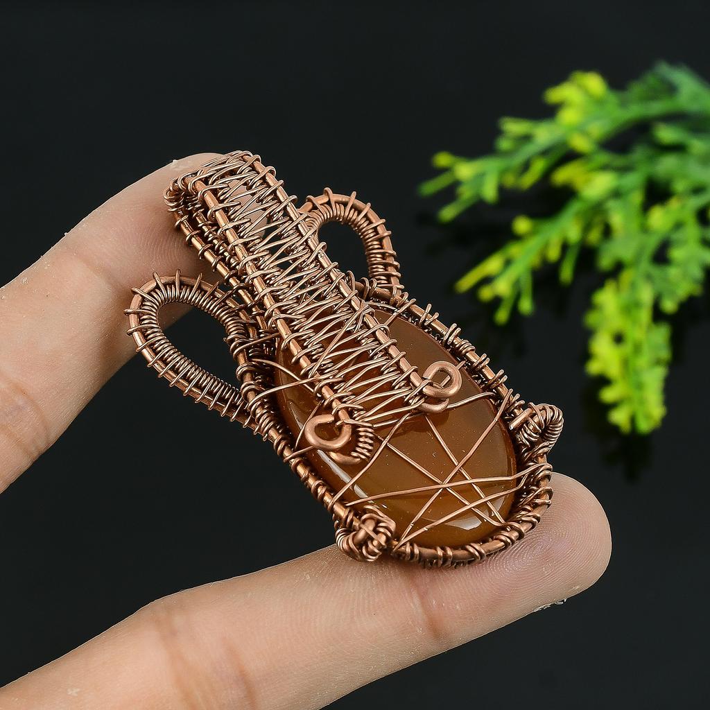 Подвеска из медной проволоки с натуральным агатом Монтана ручной работы 2,5 l9k79