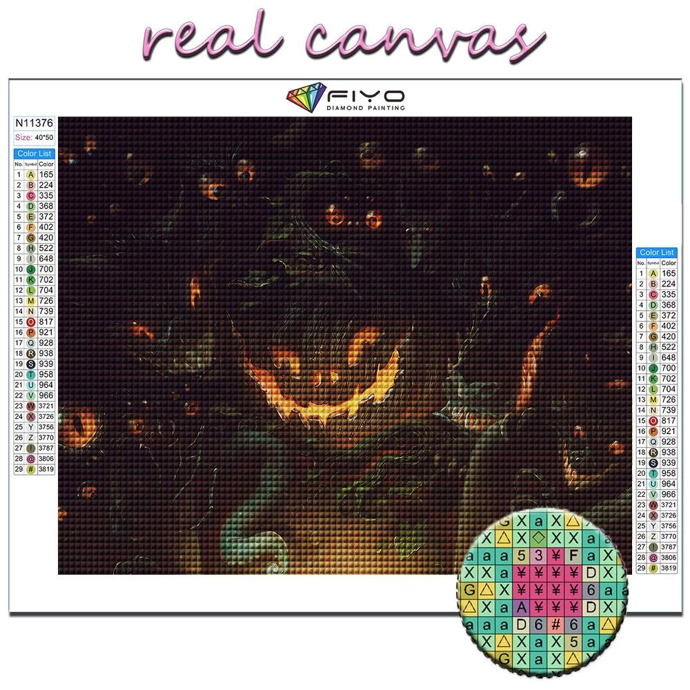 Популярная 5D Diy вышивка крестиком Хэллоуин страшная тыква пейзажная живопись полная дрель набор для вышивки крестиком настенная наклейка домашний декор